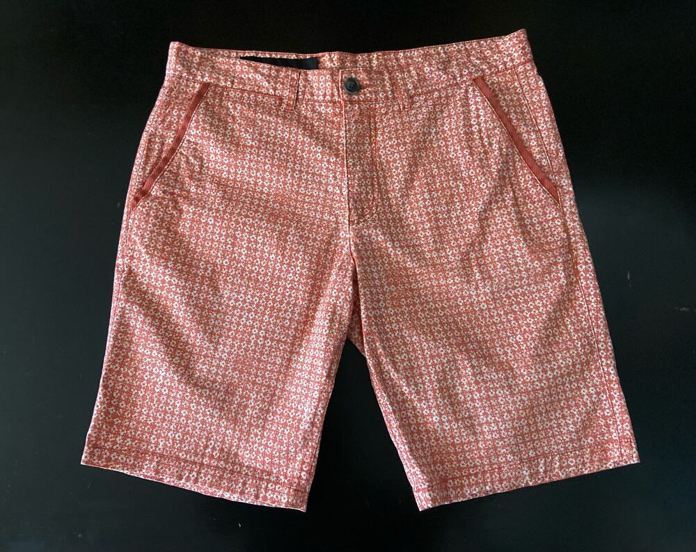 A|X ARMANI EXCHANGE Dark Peach Floral Chino Bermuda Shorts sz 33